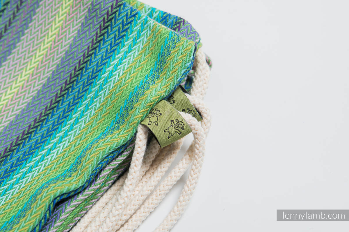 Turnbeutel, hergestellt vom gewebten Stoff (100% Baumwolle) - LITTLE HERRINGBONE AMAZONIA - Standard Größe 32cmx43cm #babywearing