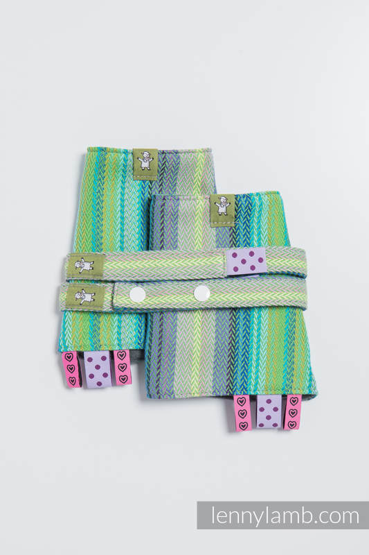 Drool Pads & Reach Straps Set, (60% cotton, 40% polyester) - LITTLE HERRINGBONE AMAZONIA #babywearing