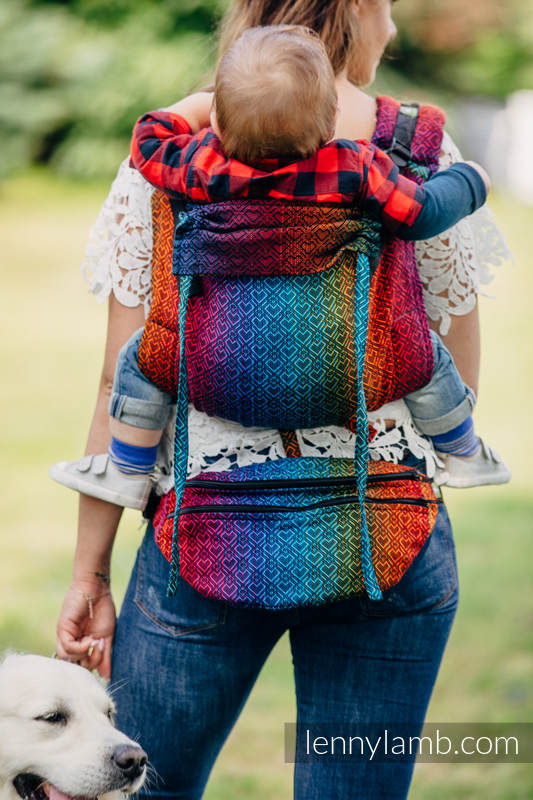 Gürteltasche, hergestellt vom gewebten Stoff, Große Größen  (100% Baumwolle) - BIG LOVE RAINBOW DARK  #babywearing