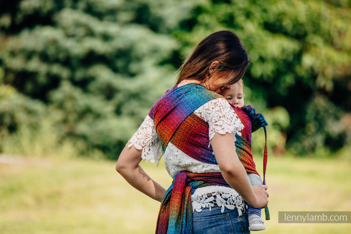 WRAP-TAI carrier Mini with hood/ jacquard twill / 100% cotton / BIG LOVE RAINBOW DARK #babywearing