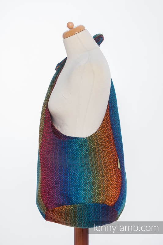 Bolso Hobo hecho de tejido de fular, 100% algodón - BIG LOVE RAINBOW DARK #babywearing