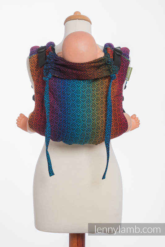 Lenny Buckle Onbuhimo baby carrier, Standard size, jacquard weave (100% cotton) - BIG LOVE RAINBOW DARK #babywearing