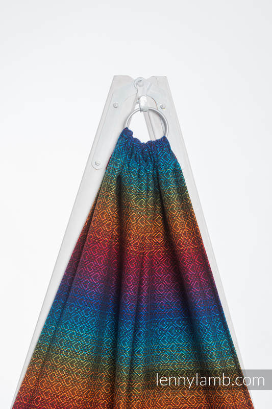 Bandolera de anillas, tejido Jacquard (100% algodón) - con plegado simple - BIG LOVE RAINBOW DARK - long 2.1m #babywearing
