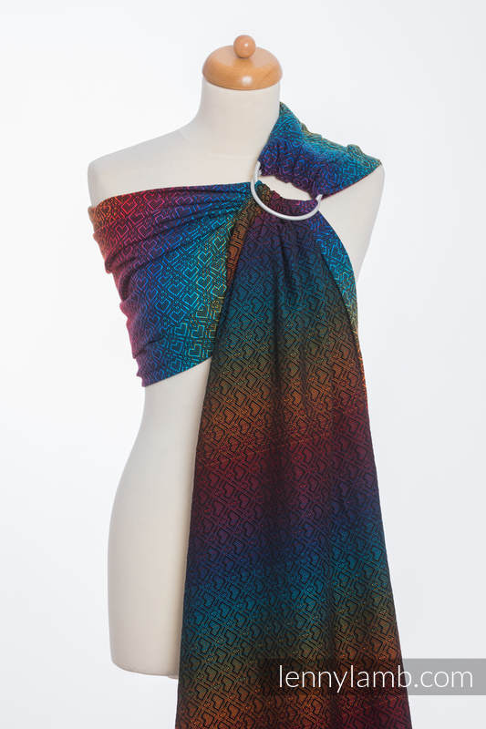Ringsling, Jacquard Weave (100% cotton), with gathered shoulder - BIG LOVE RAINBOW DARK - long 2.1m #babywearing