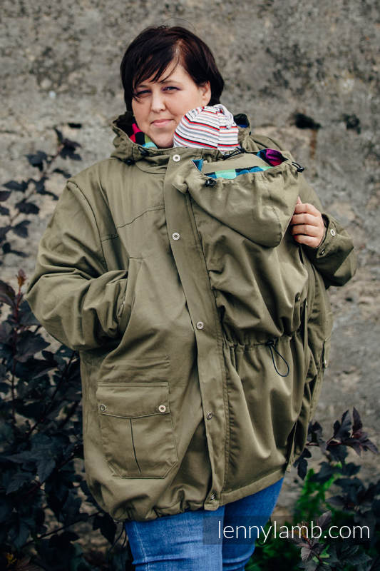 Kurtka do noszenia - Parka - rozmiar 3XL- Khaki z indywidualnym wykończeniem #babywearing