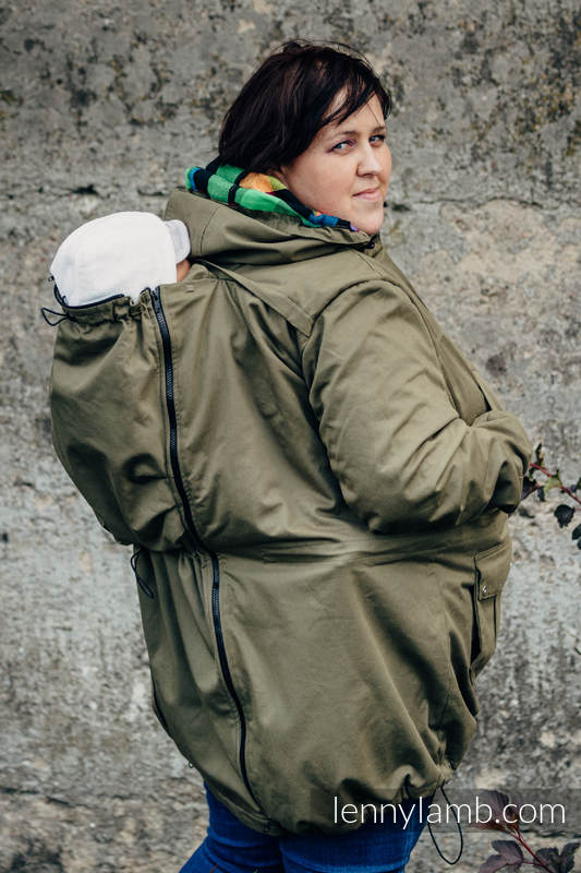 Kurtka do noszenia - Parka - Khaki z Diamentową Kratą - rozmiar 6XL (drugi gatunek) #babywearing