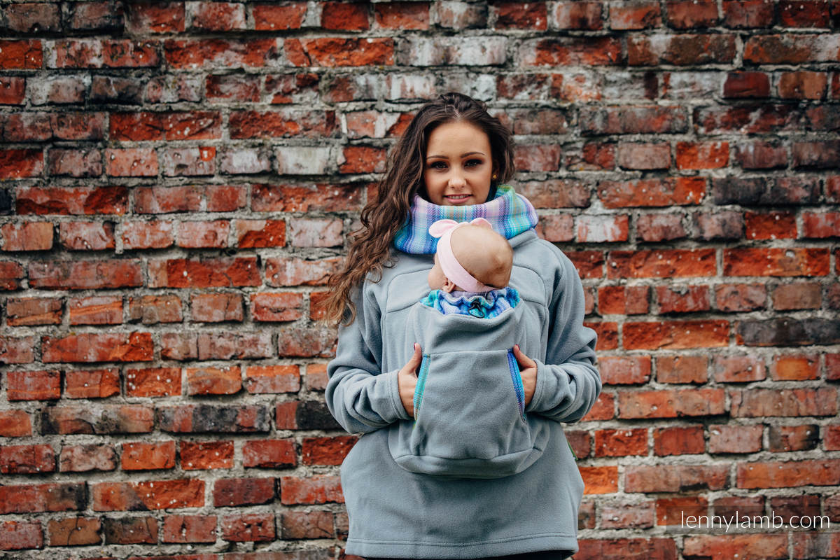 Sudaderas de porteo de polar 2.0 - talla L - Gris con Little Herringbone Petrea #babywearing
