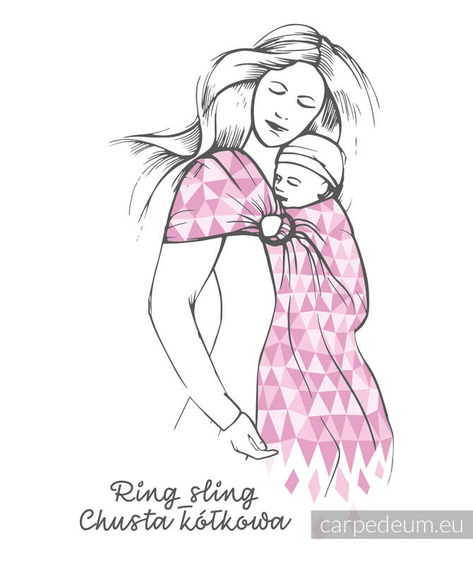Żakardowa chusta kółkowa do noszenia dzieci, bawełna, ramię bez zakładek - ICHTYS - SZARY - long 2.1m #babywearing