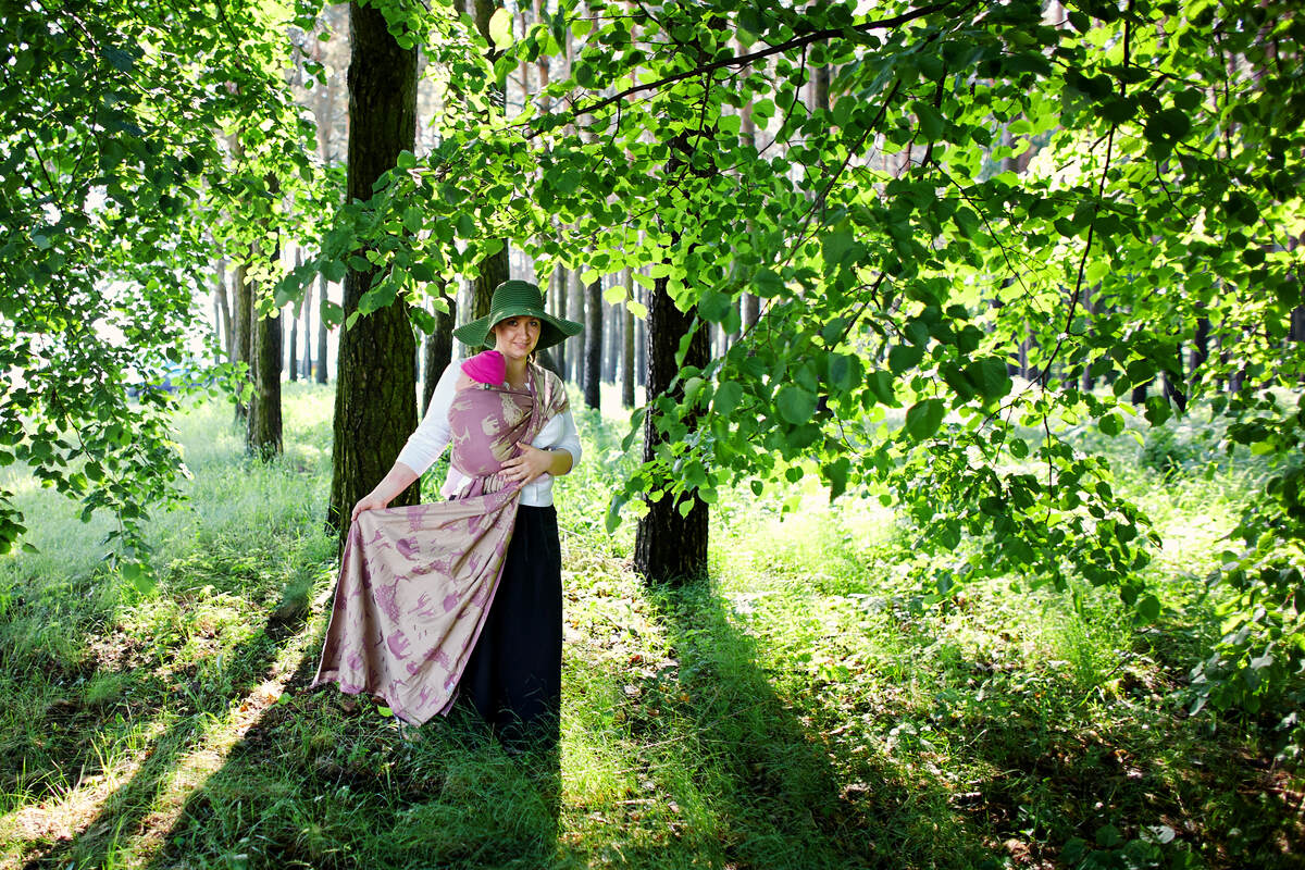 Żakardowa chusta do noszenia dzieci, bawełna - Safari Różowo-Żółte - rozmiar L #babywearing