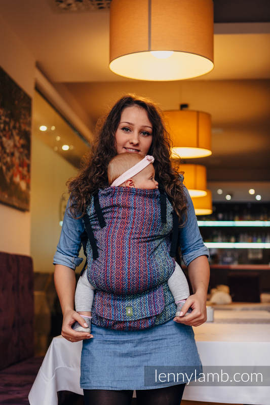 Mochila LennyUp, talla estándar, tejido jaquard 100% algodón - conversión de fular BIG LOVE SAPPHIRE #babywearing