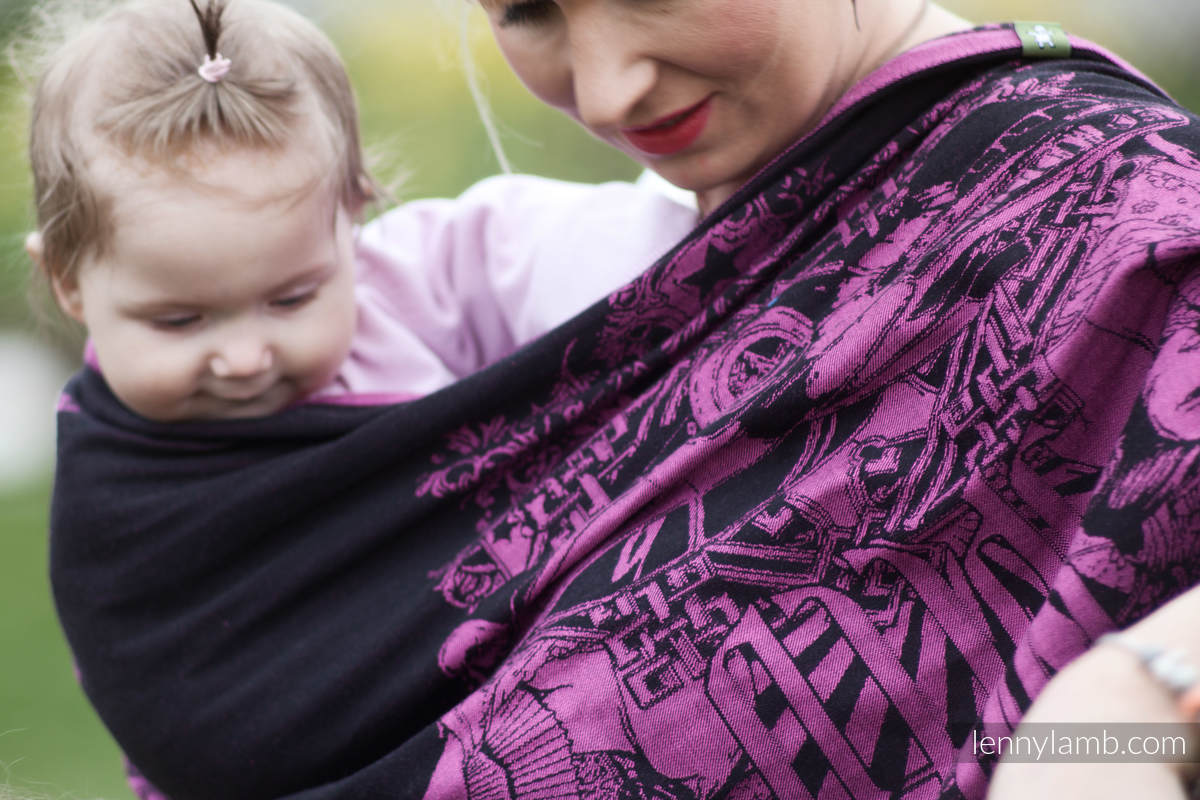 Baby Wrap, Jacquard Weave (100% cotton) - Speed Purple & Black - size L #babywearing