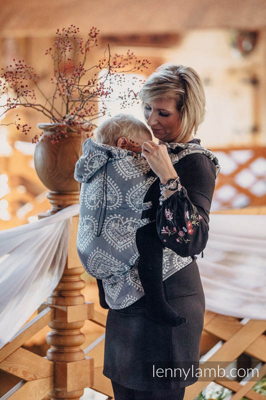 Ergonomic Carrier, Toddler Size, jacquard weave 100% cotton - FOLK HEARTS - Second Generation #babywearing