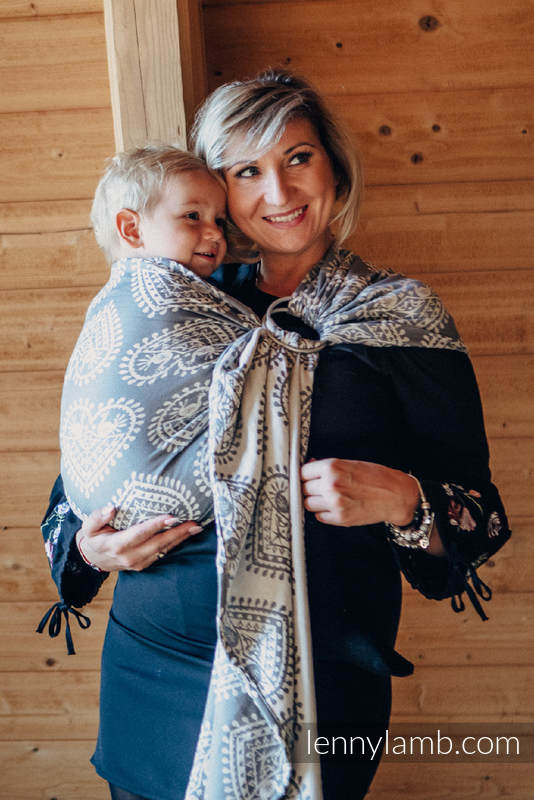 Żakardowa chusta kółkowa do noszenia dzieci, bawełna - FOLKOWE SERCA - long 2.1m #babywearing