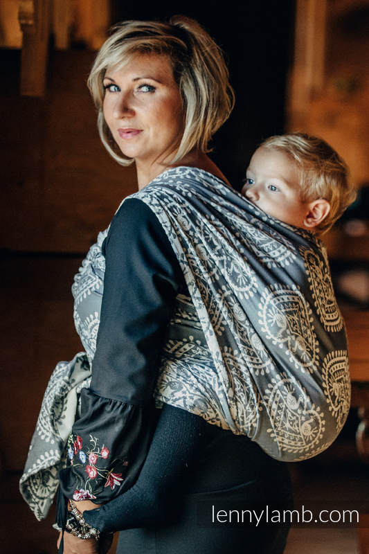 Żakardowa chusta do noszenia dzieci, bawełna - FOLKOWE SERCA - rozmiar L #babywearing