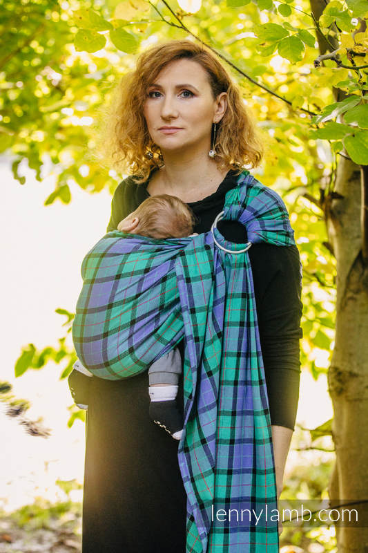 Chusta kółkowa do noszenia dzieci, tkana splotem skośnym - bawełniana - SIELSKA KRATA - long 2.1m (drugi gatunek) #babywearing