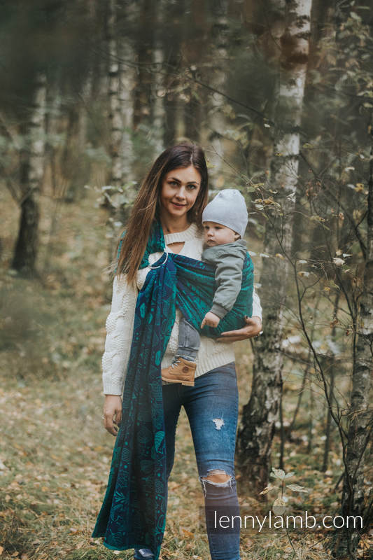 Żakardowa chusta kółkowa do noszenia dzieci, bawełna, ramię bez zakładek - POD LIŚCIEM - long 2.1m #babywearing