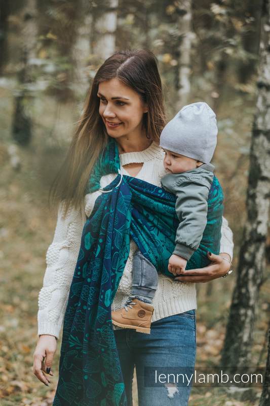 Żakardowa chusta kółkowa do noszenia dzieci, bawełna - POD LIŚCIEM - long 2.1m #babywearing