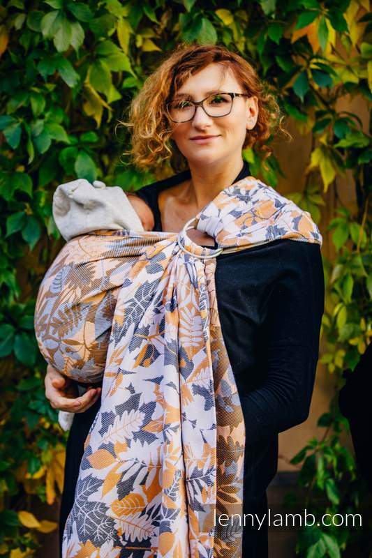 Ringsling, Jacquard Weave (100% cotton) - with gathered shoulder - WHIFF OF AUTUMN - long 2.1m #babywearing