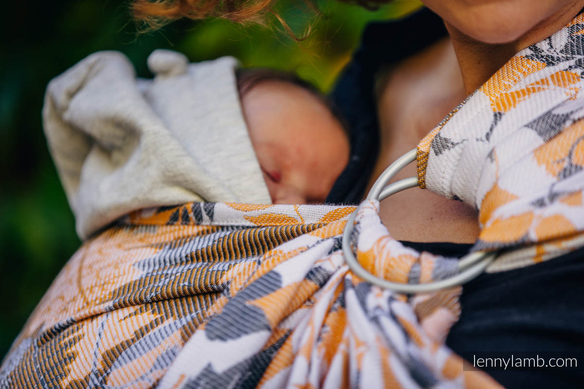 Bandolera de anillas, tejido Jacquard (100% algodón) - con plegado simple - WHIFF OF AUTUMN - long 2.1m #babywearing