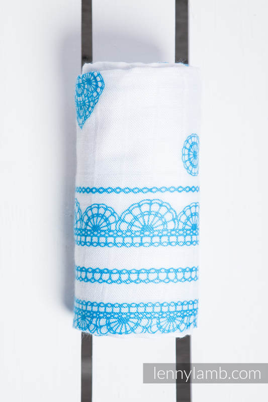 Muslin Square - ICED LACE TURQUOISE & WHITE (grade B) #babywearing