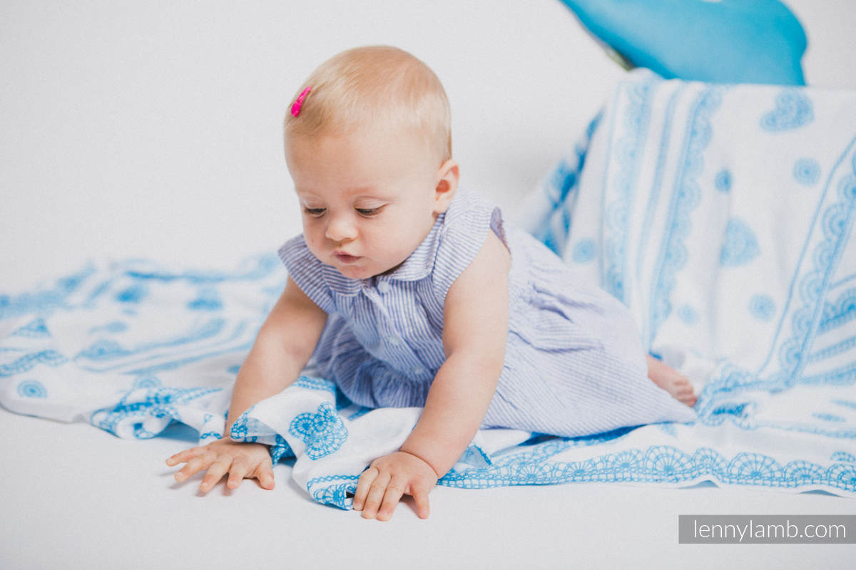 Swaddle Blanket - ICED LACE TURQUOISE & WHITE #babywearing