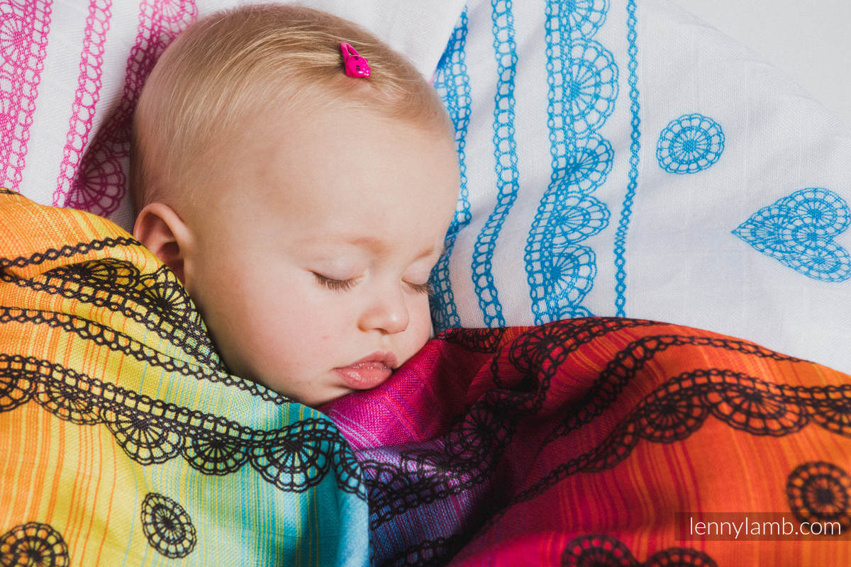 Ensemble de carrés de mousseline - RAINBOW LACE DARK, ICED LACE ROSE & BLANC, ICED LACE TURKUOISE & BLANC #babywearing