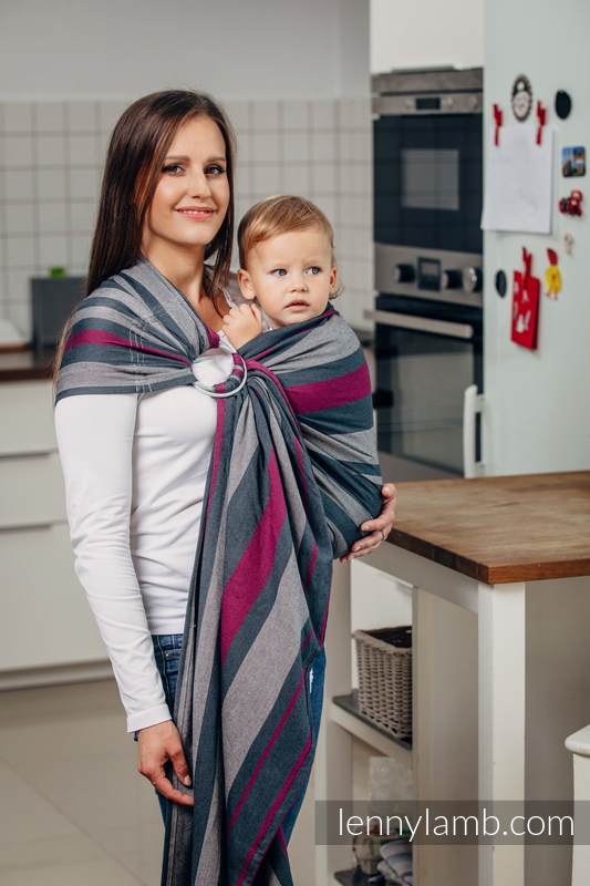 Chusta kółkowa do noszenia dzieci, tkana splotem skośno-krzyżowym - bawełniana - SMOKY - FUKSJA - long 2.1m #babywearing