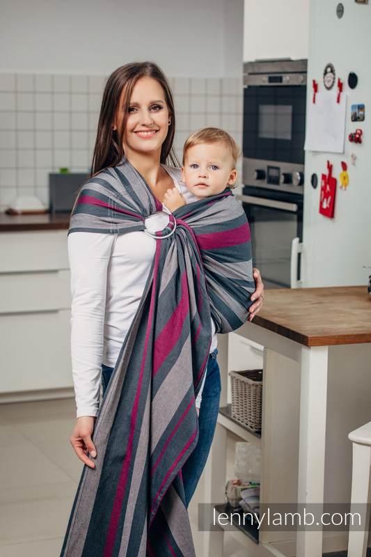 Sling, sergé brisé,  épaule sans plis (100 % coton) - SMOKY - FUCHSIA  - standard 1.8m #babywearing