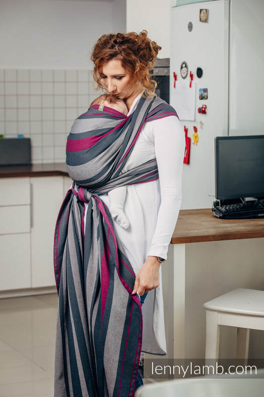 Tragetuch, Kreuzköper-Bindung (100% Baumwolle) - SMOKY - FUCHSIA - Größe XL #babywearing