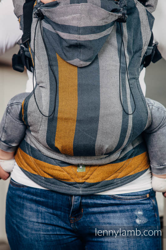 Ergonomic Carrier, Baby Size, broken-twill weave 100% cotton - SMOKY - HONEY - Second Generation. #babywearing