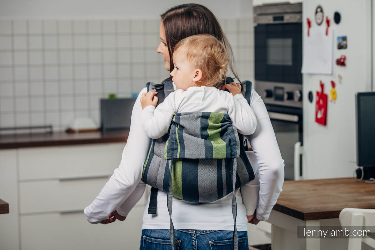 Lenny Buckle Onbuhimo baby carrier, standard size, broken-twill weave (100% cotton) - SMOKY - LIME  #babywearing
