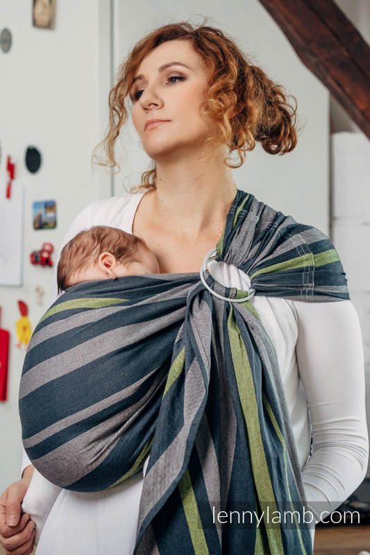 Chusta kółkowa, splot skośno-krzyżowy, (100% bawełna) - SMOKY - LIMONKA - standard 1.8m #babywearing