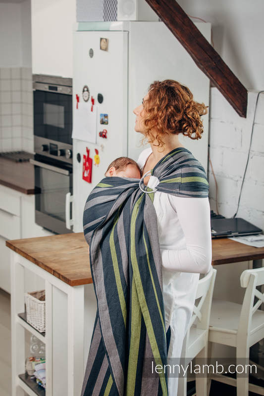 Ring Sling - 100% Cotton - Broken Twill Weave, with gathered shoulder - SMOKY - LIME - long 2.1m #babywearing