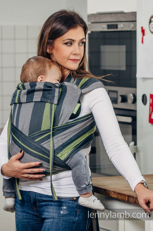 WRAP-TAI carrier Toddler, broken-twill weave - 100% cotton - with hood, SMOKY - LIME  #babywearing