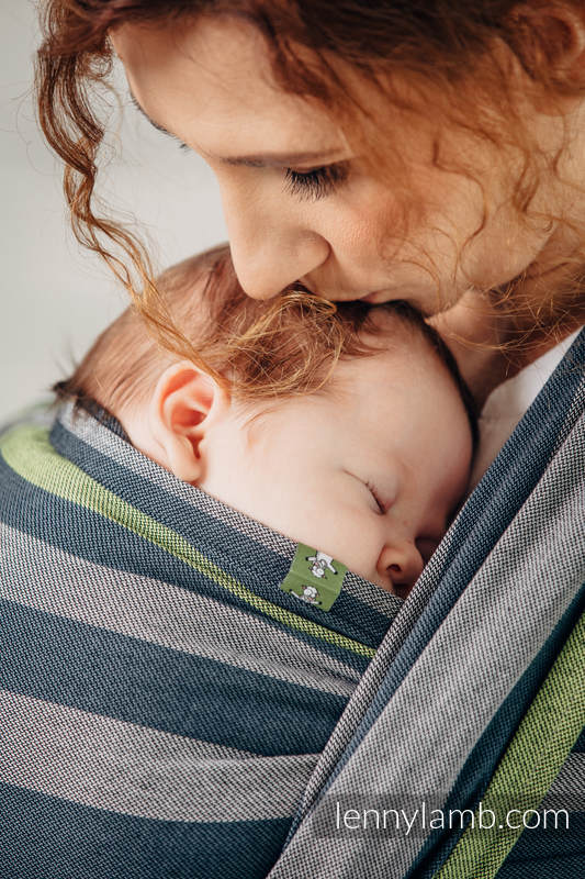 Chusta do noszenia dzieci, tkana splotem skośno-krzyżowym (100% bawełna) - SMOKY - LIMONKA - rozmiar L (drugi gatunek) #babywearing