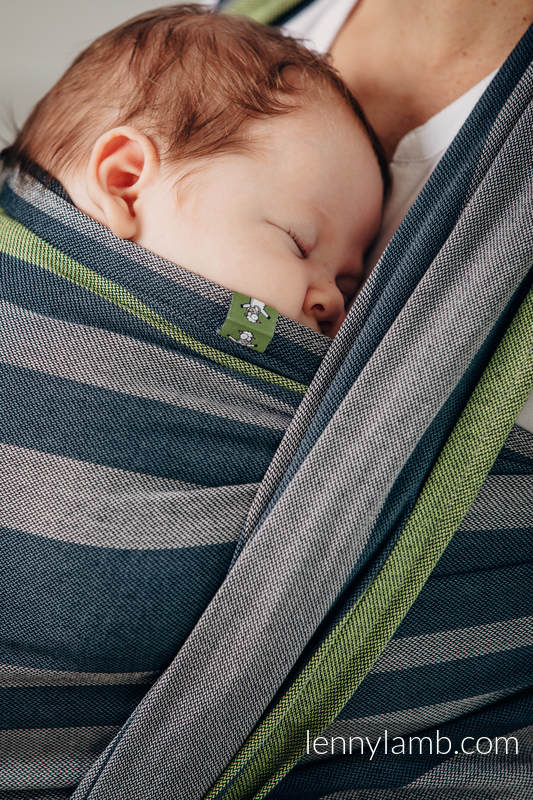 Chusta do noszenia dzieci, tkana splotem skośno-krzyżowym (100% bawełna) - SMOKY - LIMONKA - rozmiar XS (drugi gatunek) #babywearing