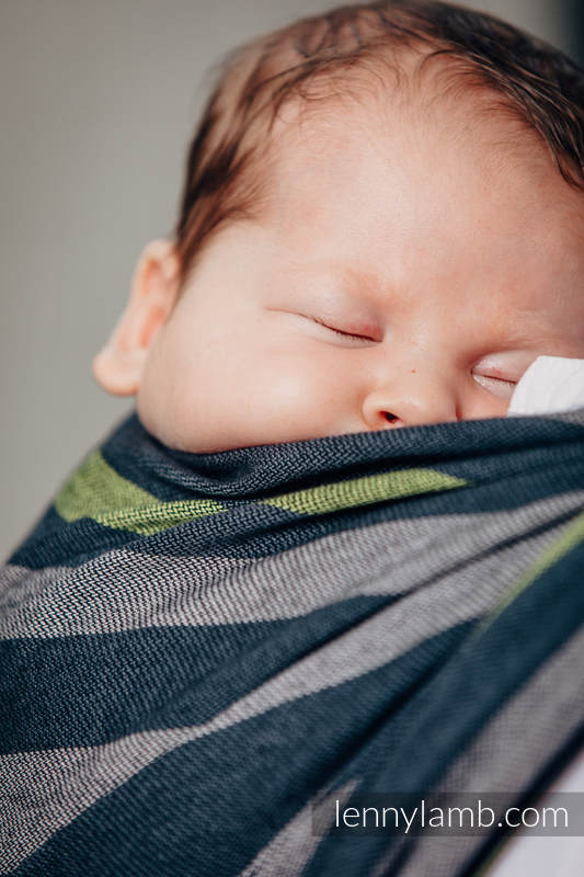 Chusta do noszenia dzieci, tkana splotem skośno-krzyżowym (100% bawełna) - SMOKY - LIMONKA - rozmiar XS #babywearing