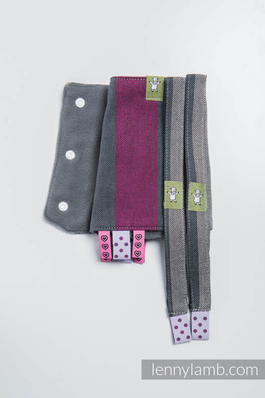 Ensemble protège bretelles et sangles pour capuche (60% coton, 40% polyester) - SMOKY - FUCHSIA  #babywearing