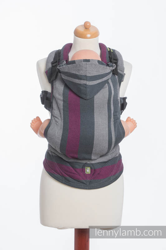 Ergonomische Tragehilfe, Gr. Baby, Kreuzköper-Bindung, 100% Baumwolle - SMOKY - FUCHSIA - zweite Generation #babywearing