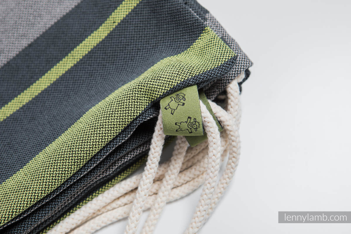 Sac à cordons en retailles d’écharpes (100 % coton) - SMOKY - LIME - taille standard 32 cm x 43 cm #babywearing