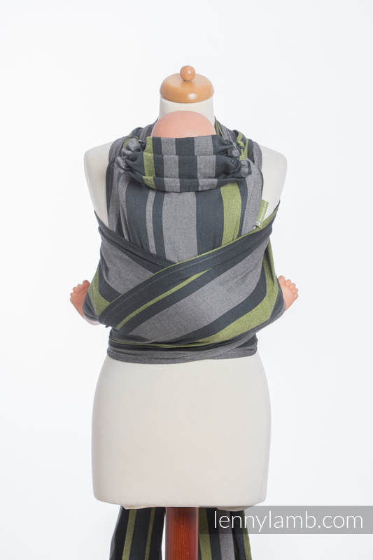 Wrap-Tai Tragehilfe Mini / Kreuzköper-Bindung / 100% Baumwolle / mit Kapuze / SMOKY - LIME  #babywearing