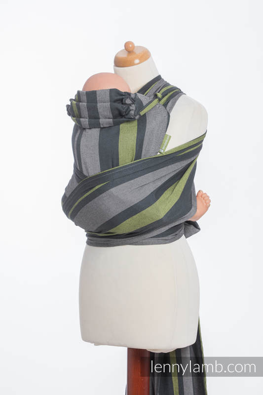Nosidełko dla dzieci WRAP-TAI MINI, 100 % bawełna skośno-krzyżowa, z kapturkiem, SMOKY - LIMONKA  #babywearing