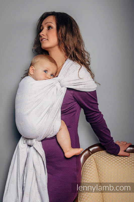 Żakardowa chusta do noszenia dzieci, 80% bawełna , 17% wełna merino, 2% jedwab, 1% kaszmir - KORONKA VINTAGE - rozmiar XS #babywearing