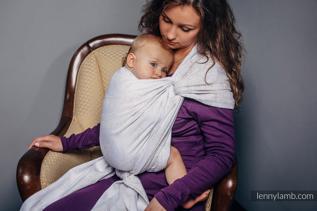 Baby Wrap, Jacquard Weave (80% cotton, 17% merino wool, 2% silk, 1% cashmere) - VINTAGE LACE - size M (grade B) #babywearing