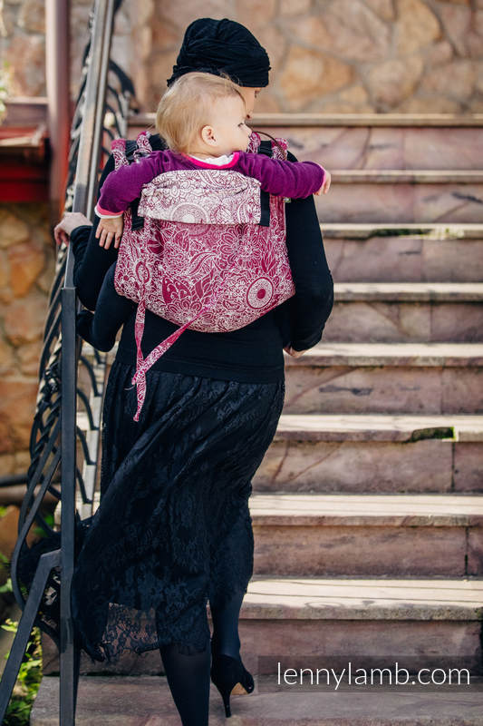 Nosidło Klamrowe ONBUHIMO z tkaniny żakardowej (100% bawełna), rozmiar Toddler - DZIKIE WINO  #babywearing