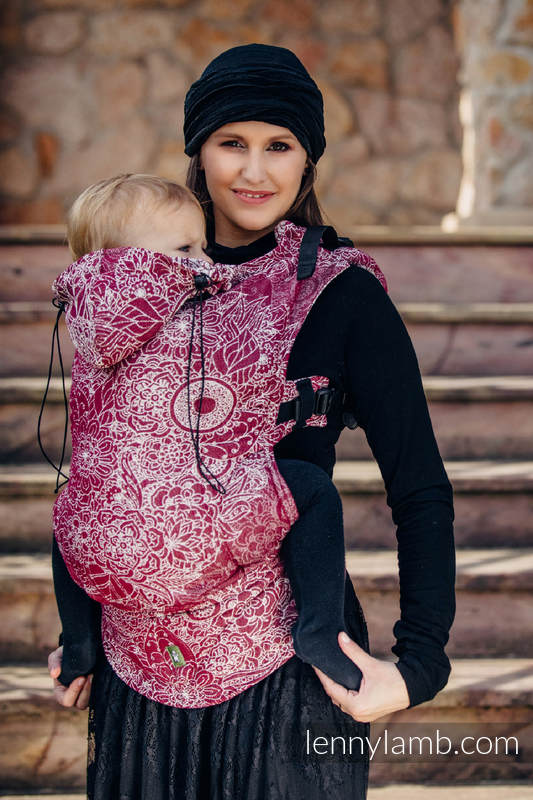 Ergonomic Carrier, Baby Size, jacquard weave 100% cotton - WILD WINE - Second Generation #babywearing