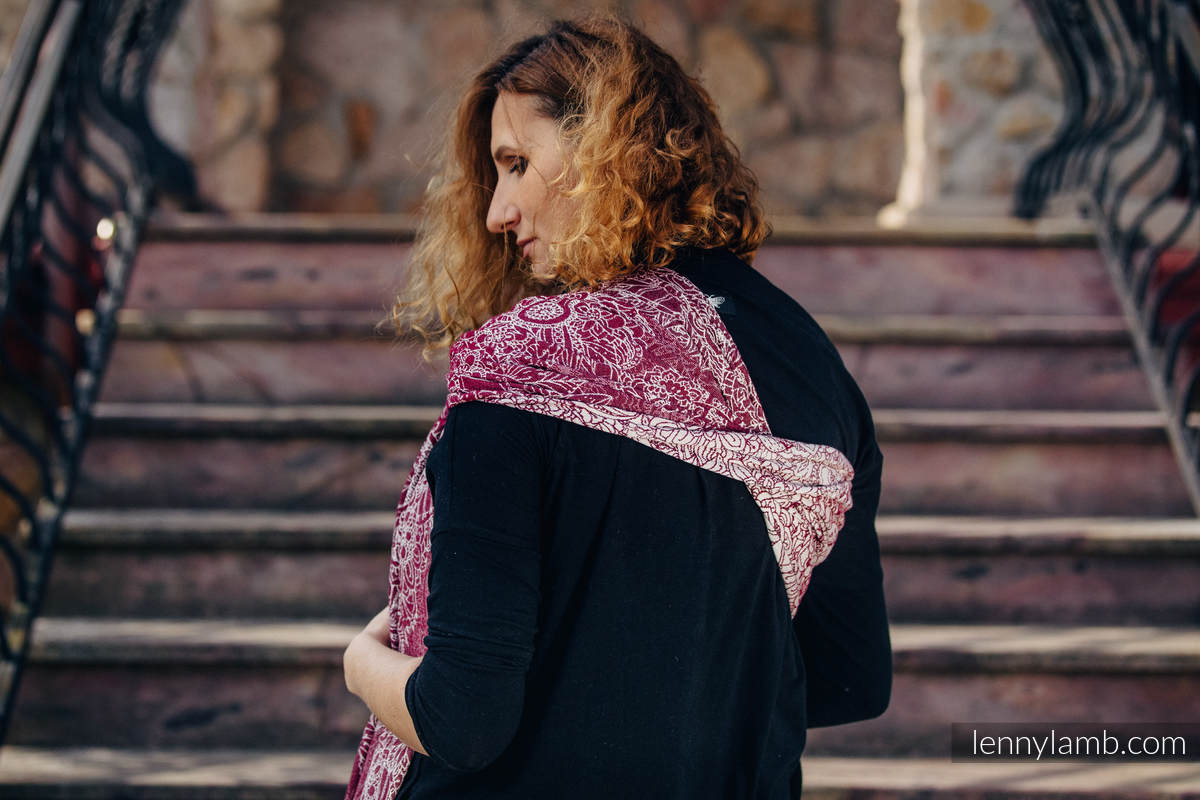 Żakardowa chusta kółkowa do noszenia dzieci, bawełna - DZIKIE WINO  - long 2.1m #babywearing