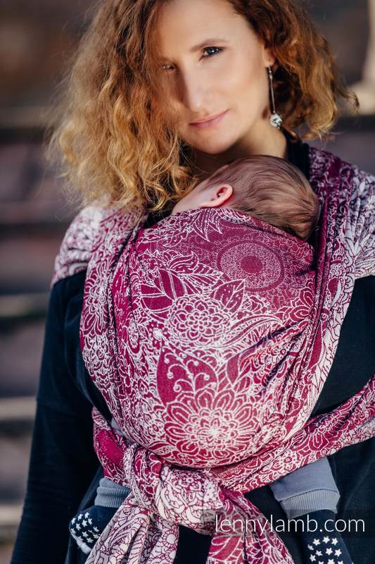 Baby Wrap, Jacquard Weave (100% cotton) - WILD WINE - size XS #babywearing