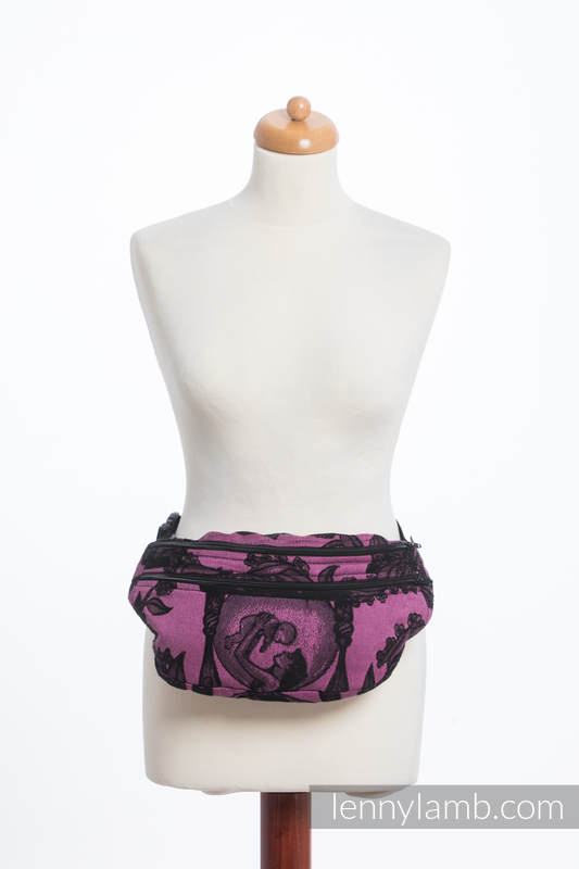 Waist Bag made of woven fabric, size large (100% cotton) - TIME BLACK & PINK (with skull)  #babywearing