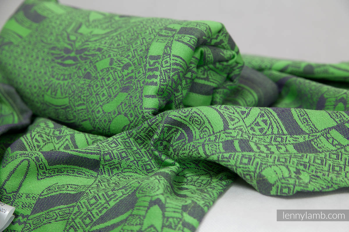 Baby Wrap, Jacquard Weave (100% cotton) - Cats Purple&Green - size M #babywearing